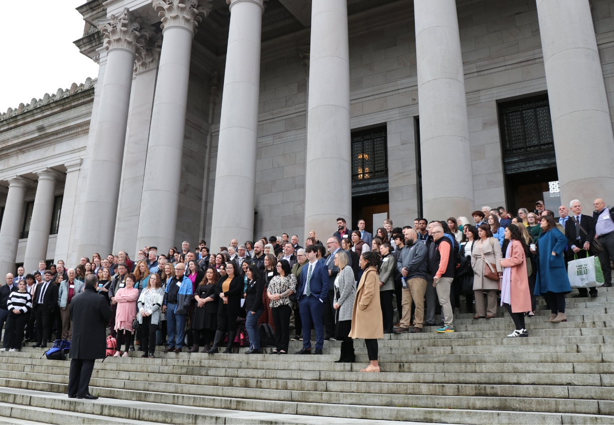 Board members and WSSDA staff on the Capitol Building steps.